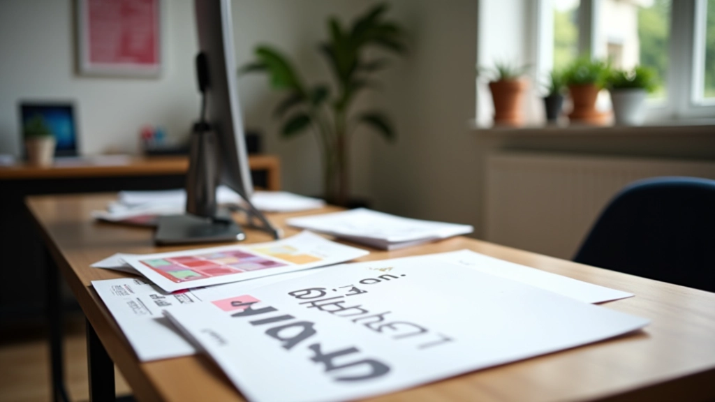 Typografie studio werkplek met lettertype samples en designmateriaal