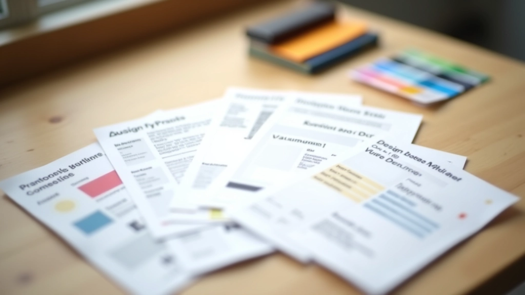 Design system documentatie met typografische richtlijnen op papier